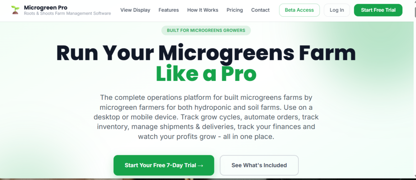 Microgreen Farm Management Software (Sign Up Link)